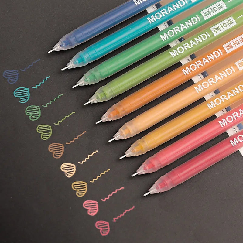 Set of nine gel pens with 0.5mm needle tips in a choice of colour series including Nordic and Retro.