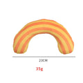 Striped pattern cat pillow toy with built-in catnip measuring 23cm by 20cm