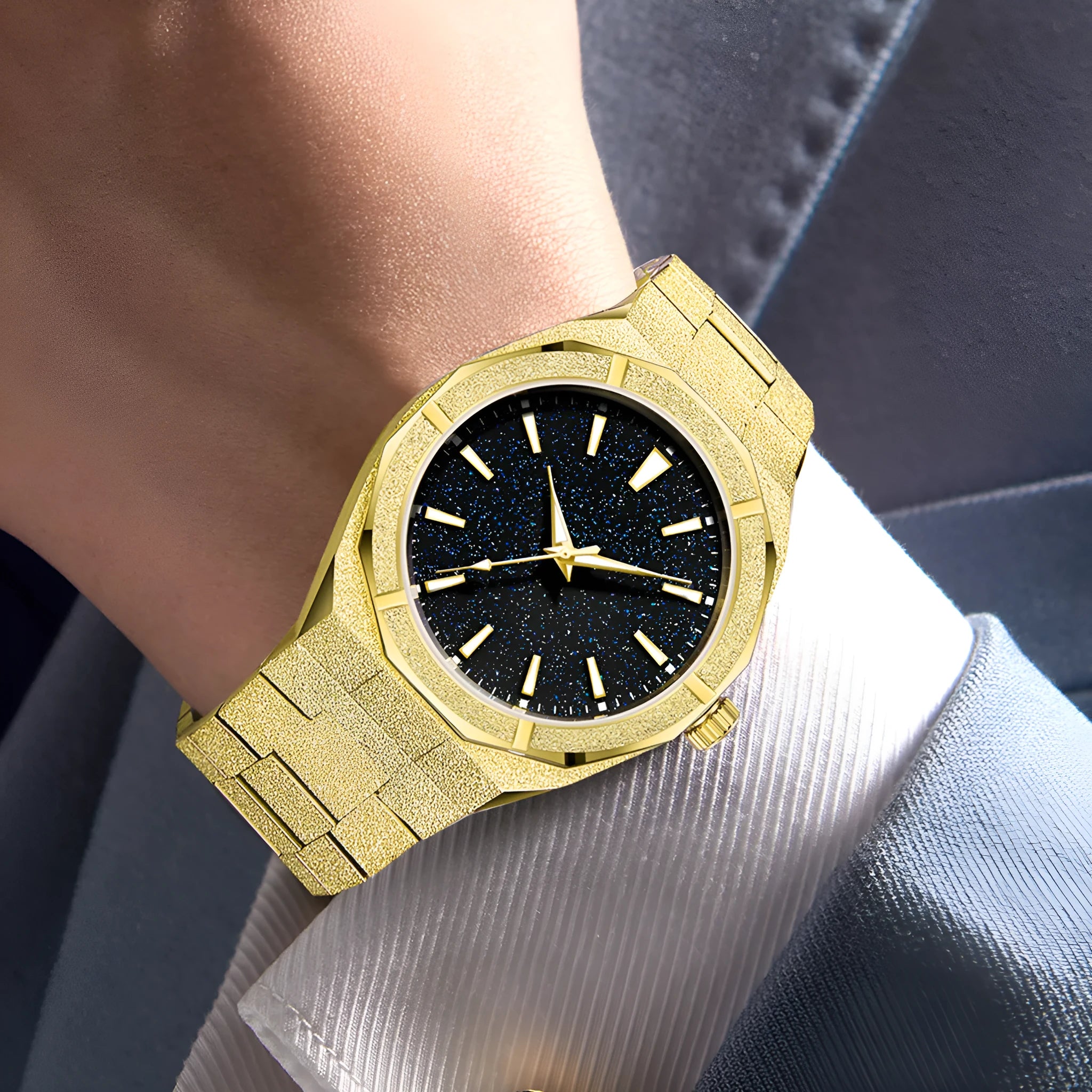 Stainless steel business men's watch with luminous frost finish in 11mm thickness