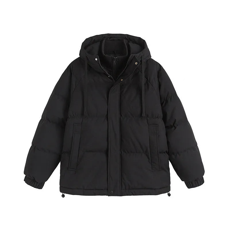 Winter fake fur cotton-padded coat in mustard yellow with loose cardigan styling and side pockets