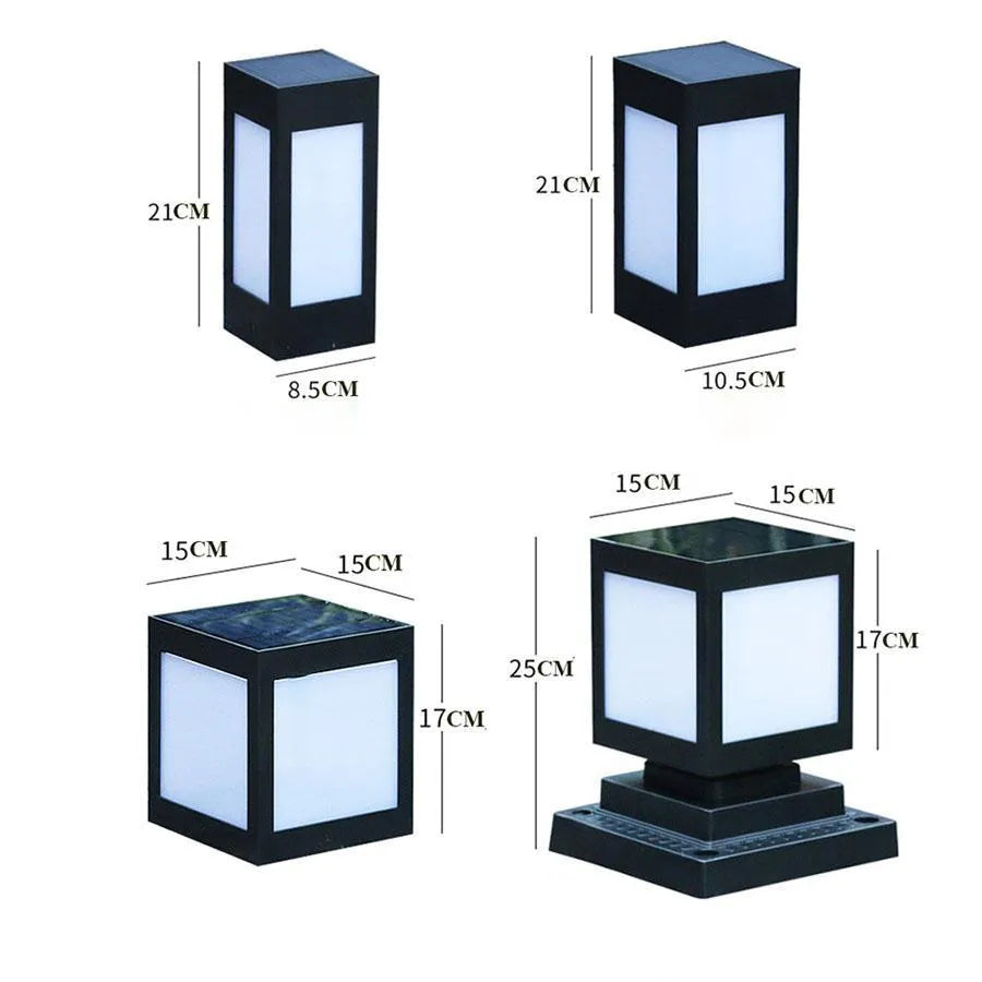 Solar-powered waterproof garden light in various styles for lawn or wall mounting.