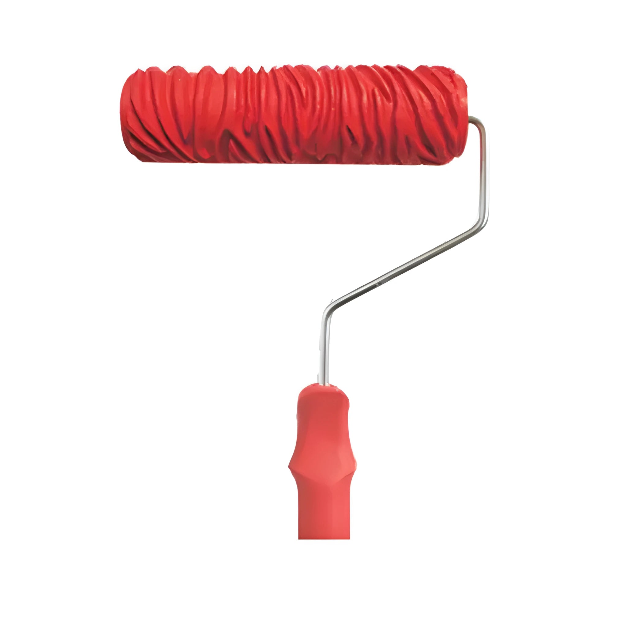 Red rubber texture paint embossing roller measuring 7 inches for DIY wall pattern painting