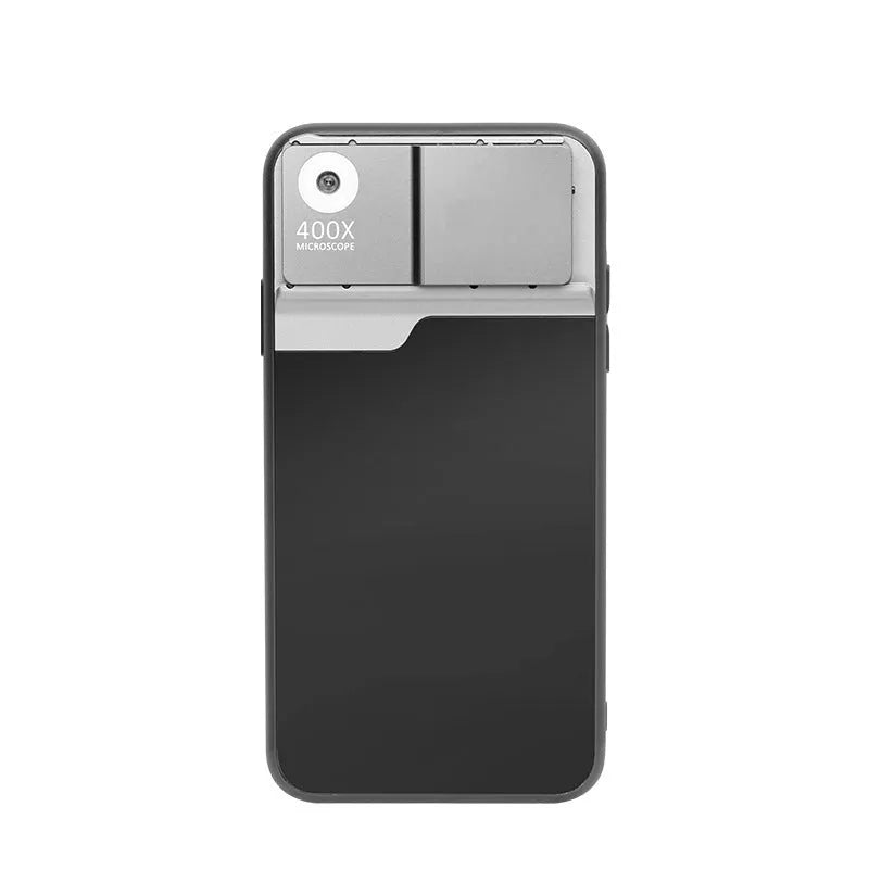 Black silver aluminium alloy and TPU mobile phone microscope lens with 400X magnification for iPhone compatibility