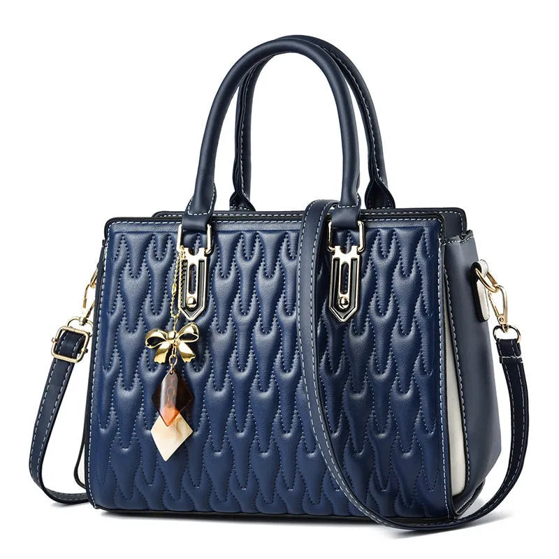 Women's simple shoulder messenger bag in green, dark blue, black, pink, or gold with large capacity and internal compartments