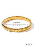 Women's titanium steel elastic bracelet with vertical stripes in gold or silver colour on wrist