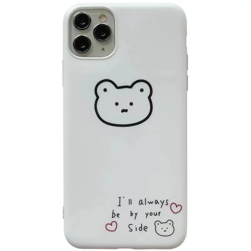Silicone mobile phone case with a cartoon bear design for Apple iPhone models.