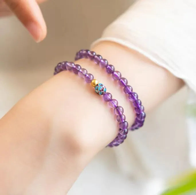 Nine purple lotus bracelet with Chinese retro design and adjustable wristband