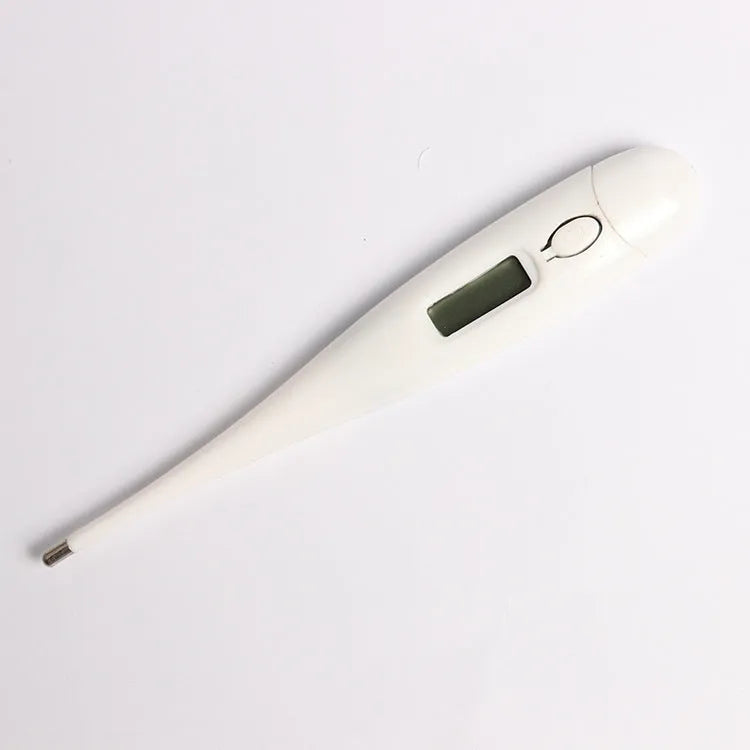 White electronic thermometer 12.5 x 2 cm made from PP plastic for oral underarm or rectal temperature measurement