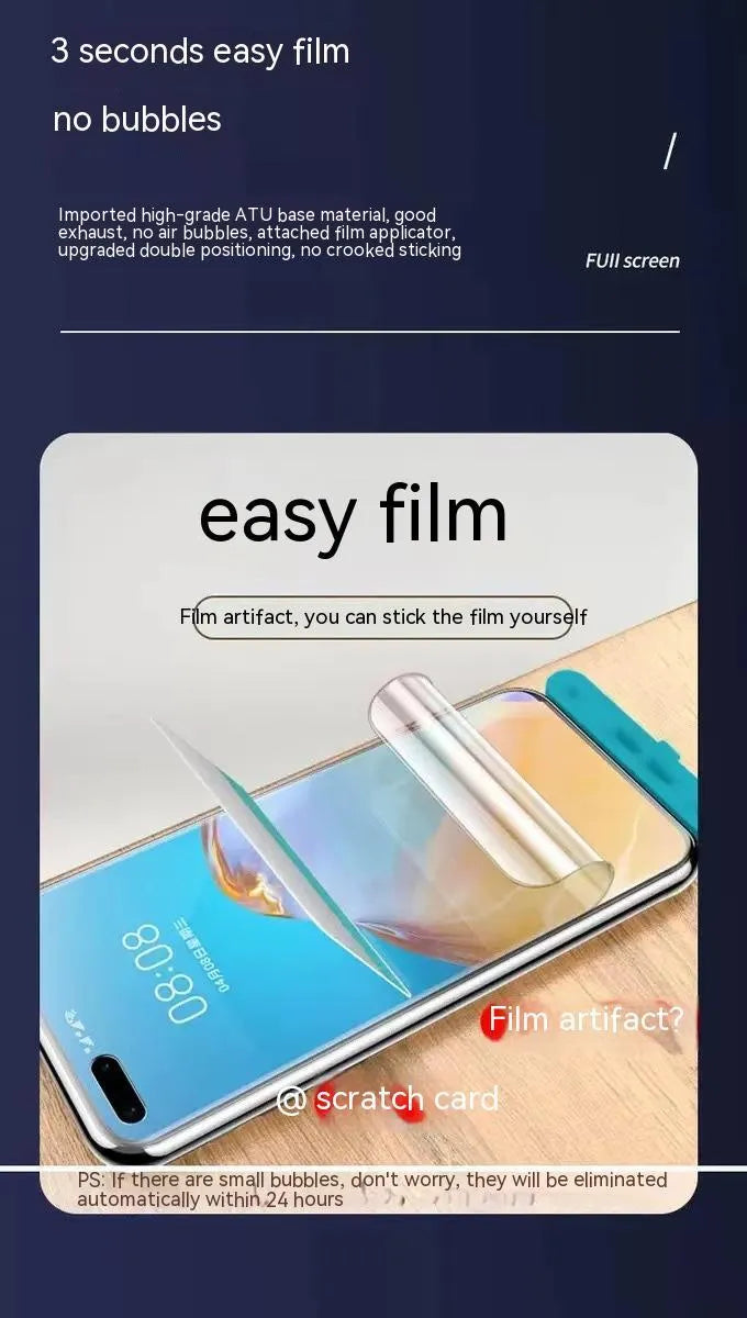 Liquid Nano TPU screen protector for Samsung Galaxy phones showing HD, frosted, and blue light variants