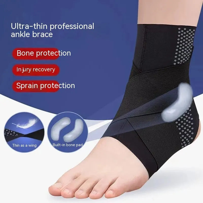 Black Lycra cloth ankle support for adult sports and rehabilitation.