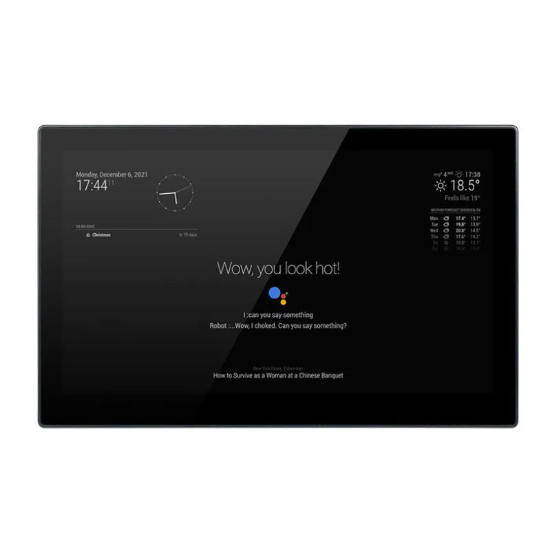 13.3-inch integrated computer touch display panel with voice assistant for Raspberry Pi CM4 projects.