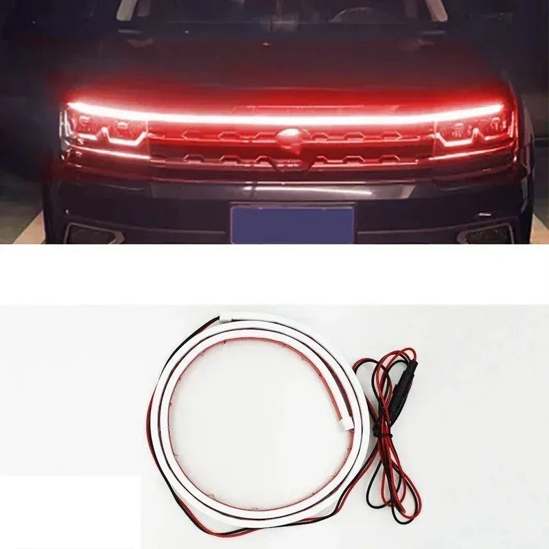 Flexible silicone daytime running light strip for cars with start scanning feature in ice blue colour.