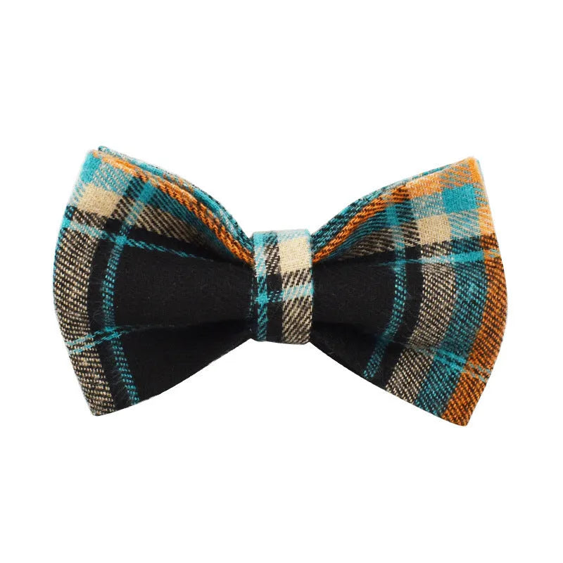 Green retro style pet collar, leash, vest and bow accessories set for dogs