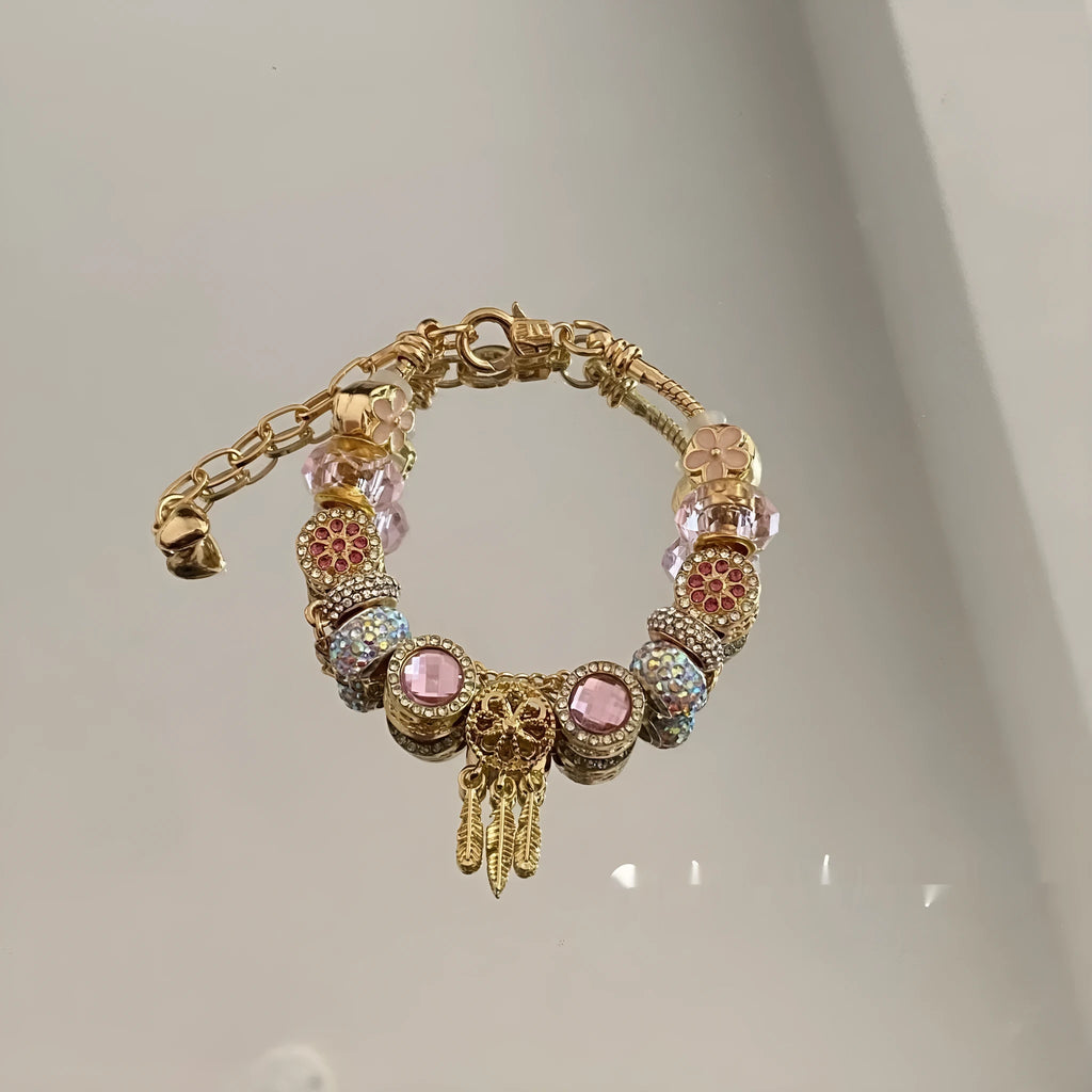 Women's dreamcatcher star bracelet with electroplated finish and colorful crystals