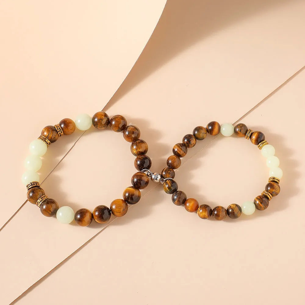 Amber geometric couple bracelets with simple design for matching partner jewellery