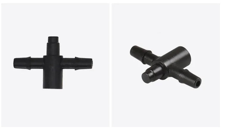White PE plastic tee water distributor joint for garden irrigation systems