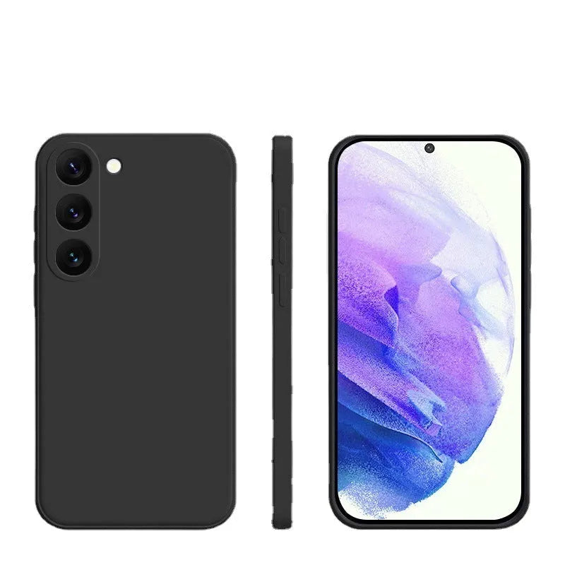 Solid colour drop-resistant liquid silicone phone case for Samsung S24Ultra in black