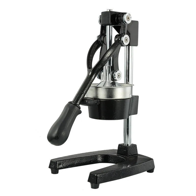 Cast iron manual citrus juicer with stainless steel strainer in black colour option