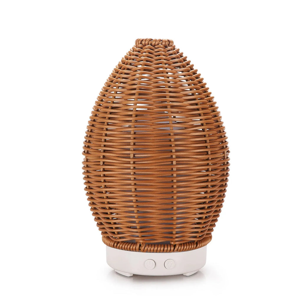 Light wood grain rattan aroma diffuser with 100ml capacity and multiple international plug options