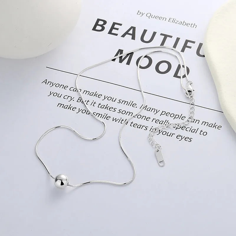 Small ball pendant silver clavicle chain necklace with round design in YFL376 colour