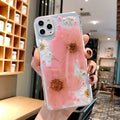 Floral phone case with large pink flower pattern for iPhone models
