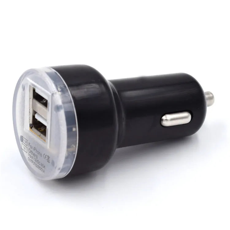 Car Charger 2 Port Dual USB vehicle charger in black and white colour options