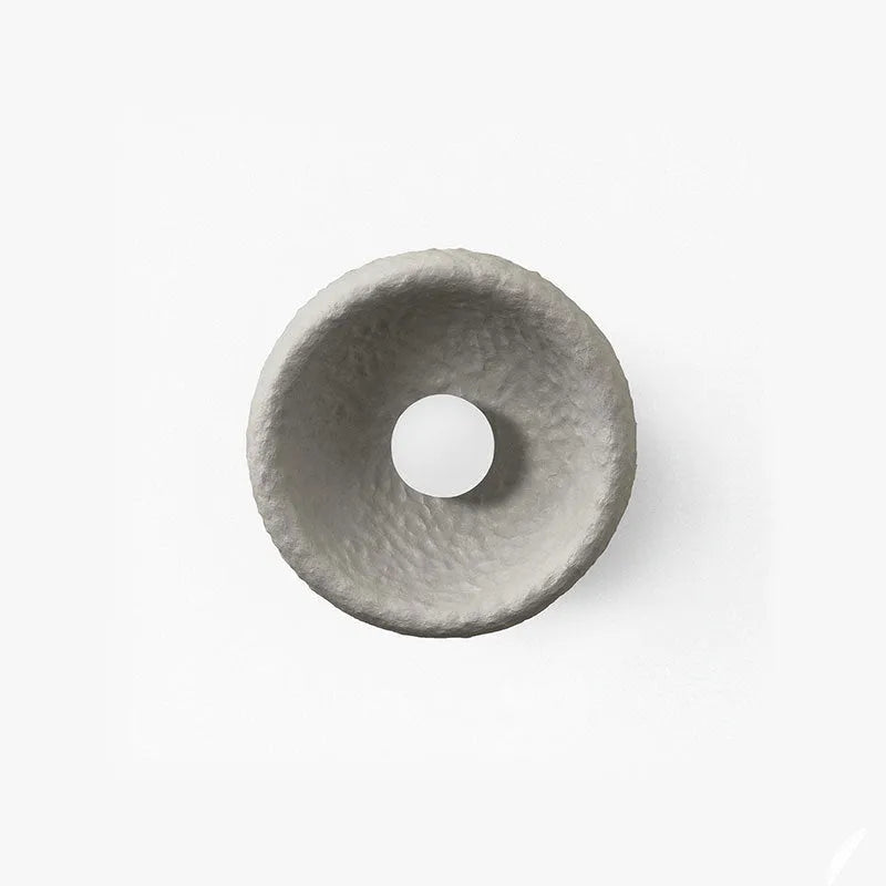 Japanese-style modern wall lamp with white resin shade in three size options.