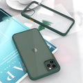 Frosted TPU phone case with scratch-resistant PC back in black, green, purple, and red colours