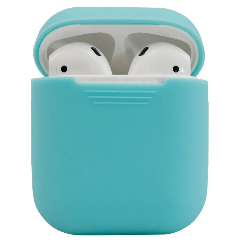 Silicone protective cover for Apple AirPods 2 case in multiple colour options on a white background.