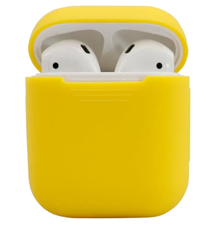 Silicone protective cover for Apple AirPods 2 case in multiple colour options on a white background.