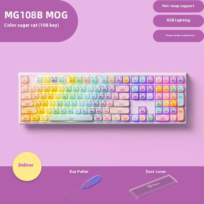 MG108B colour candy cat mechanical keyboard with piano-style keys and Bluetooth connectivity