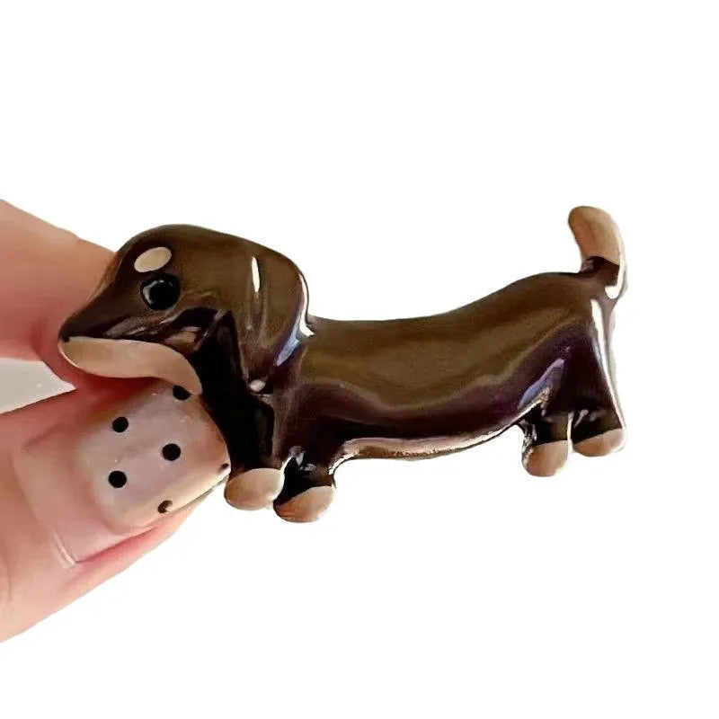 Dachshund dog design hair barrettes with electroplated metallic finish