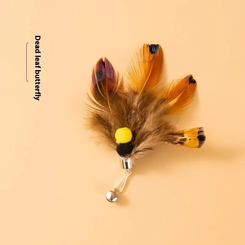 Steel wire cat toy replacement head with small flying insects design for scratch-resistant play