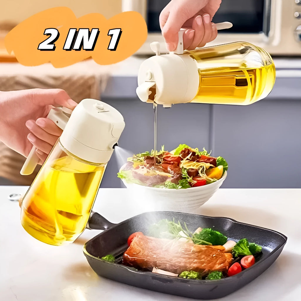 470ml glass olive oil sprayer dispenser with ergonomic handle in four colour options