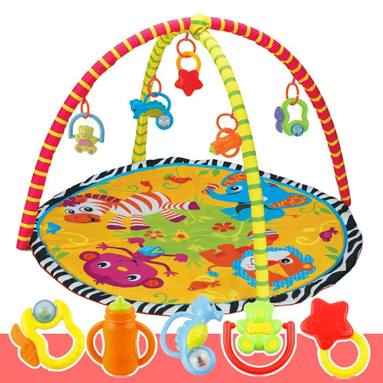 Personality baby gymnastic rack game blanket in velvet fabric with small animal design