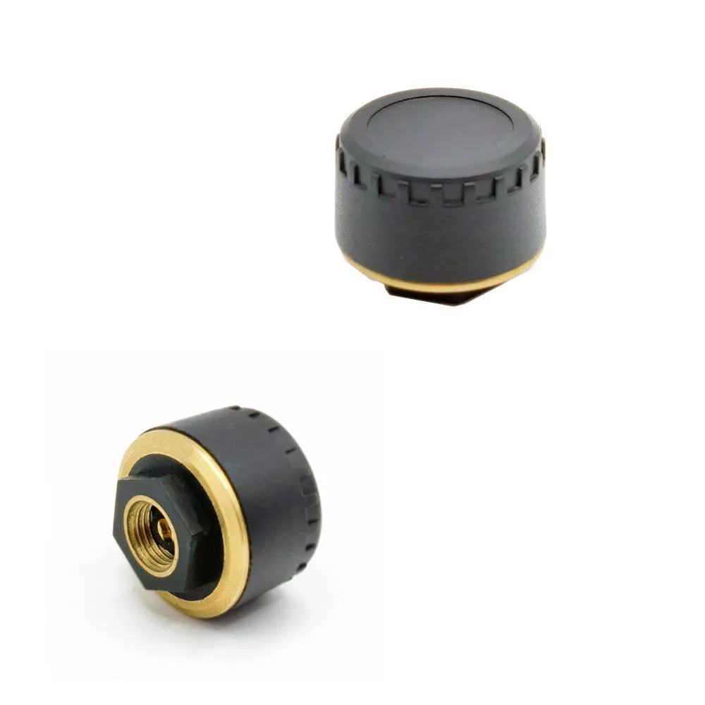 Black Bluetooth tyre pressure monitoring system with four units for car wheels and mobile app display