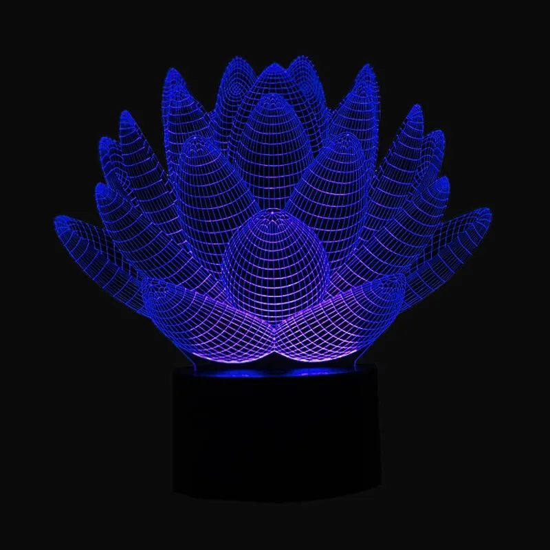 Modern lotus-shaped acrylic LED night light with touch control and 7 colour options.