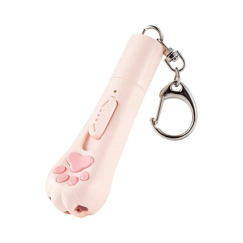 Cat pen light charging toy with LED lights in pink, cream, and sky blue colour options