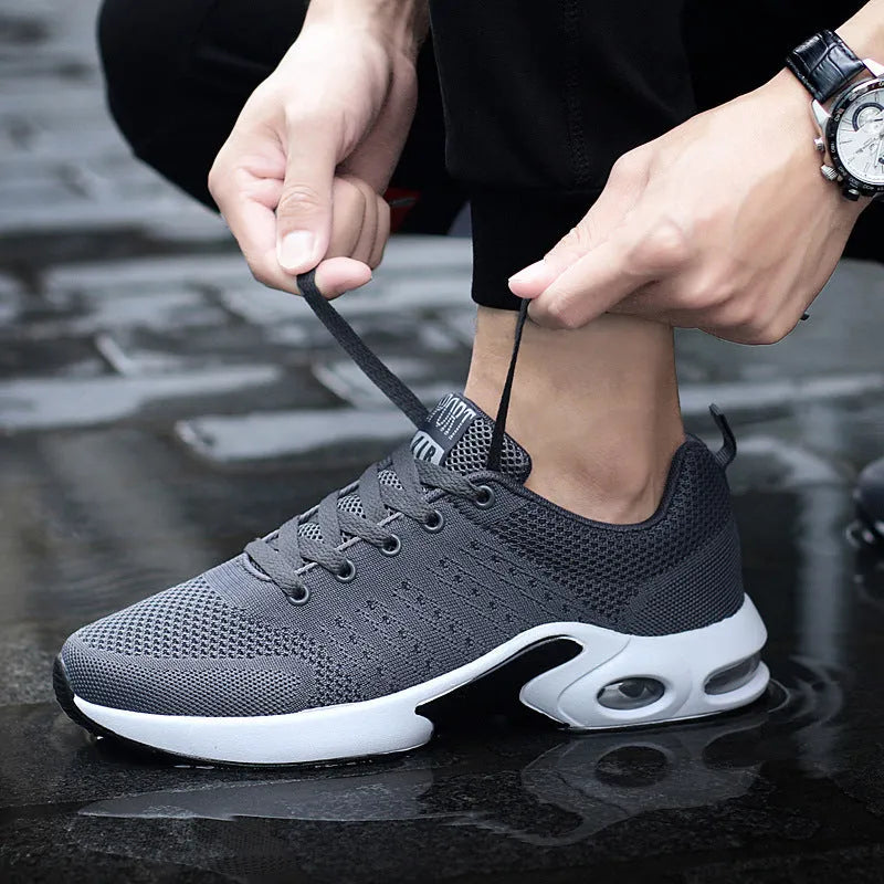 Korean fashion campus style couple running shoes in black, round toe wedge heel, artificial PU upper, slip-on design