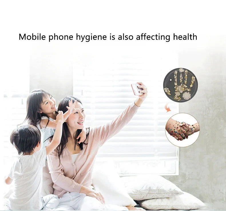 Blue UV steriliser box for mobile phones and small objects, with dual UV lamps and aromatherapy function