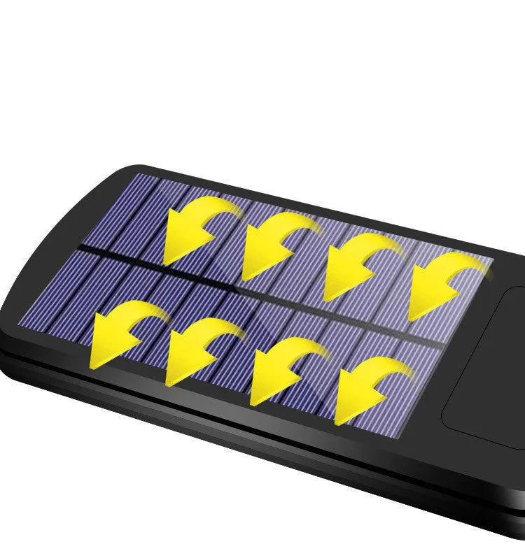 Black solar motion sensor light for outdoor security with IP65 waterproof rating