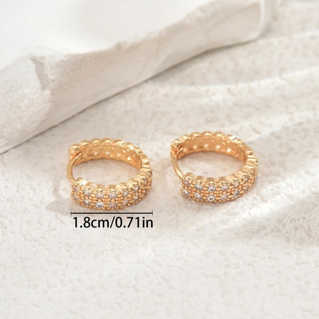 Women's geometry pattern copper ear studs with round dot ring elements in European American style