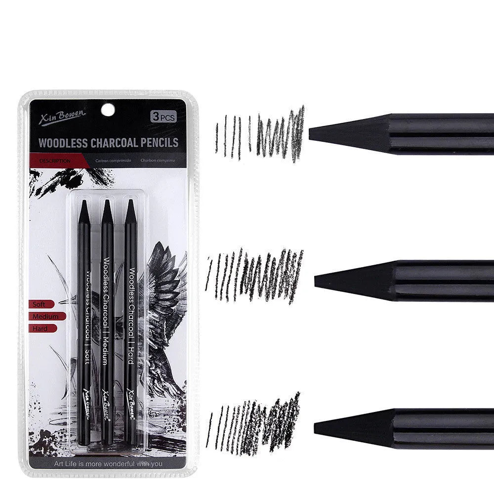 Graphite sketching pencil set with wood-free construction and six hardness grades