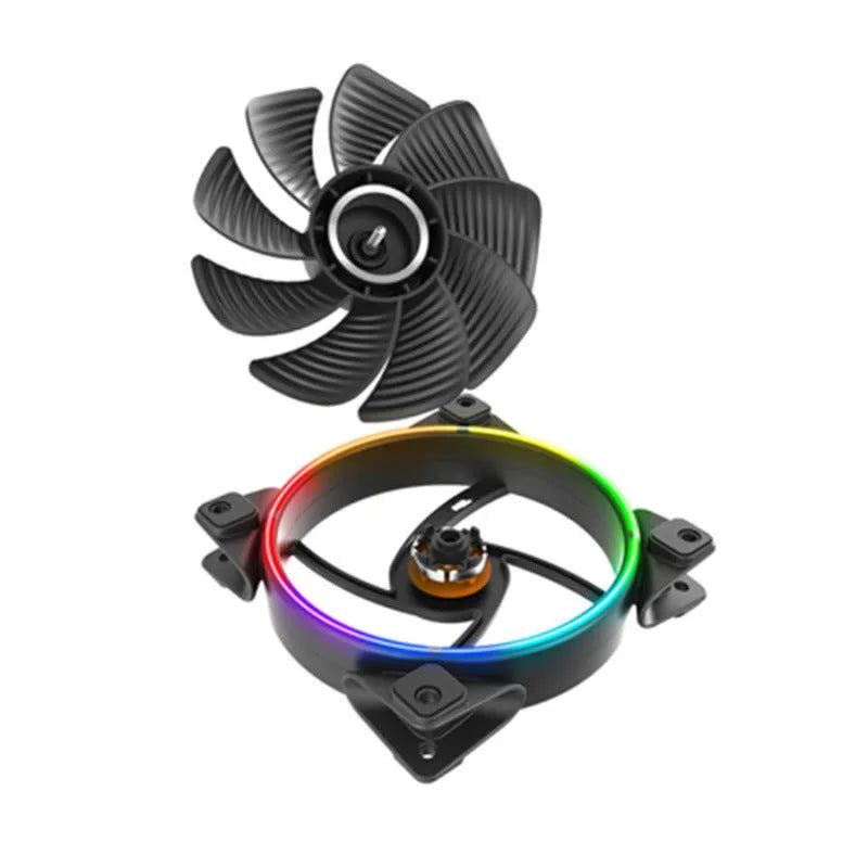 Three black 120mm RGB PC cooling fans with hydraulic bearings and synchronised lighting effects