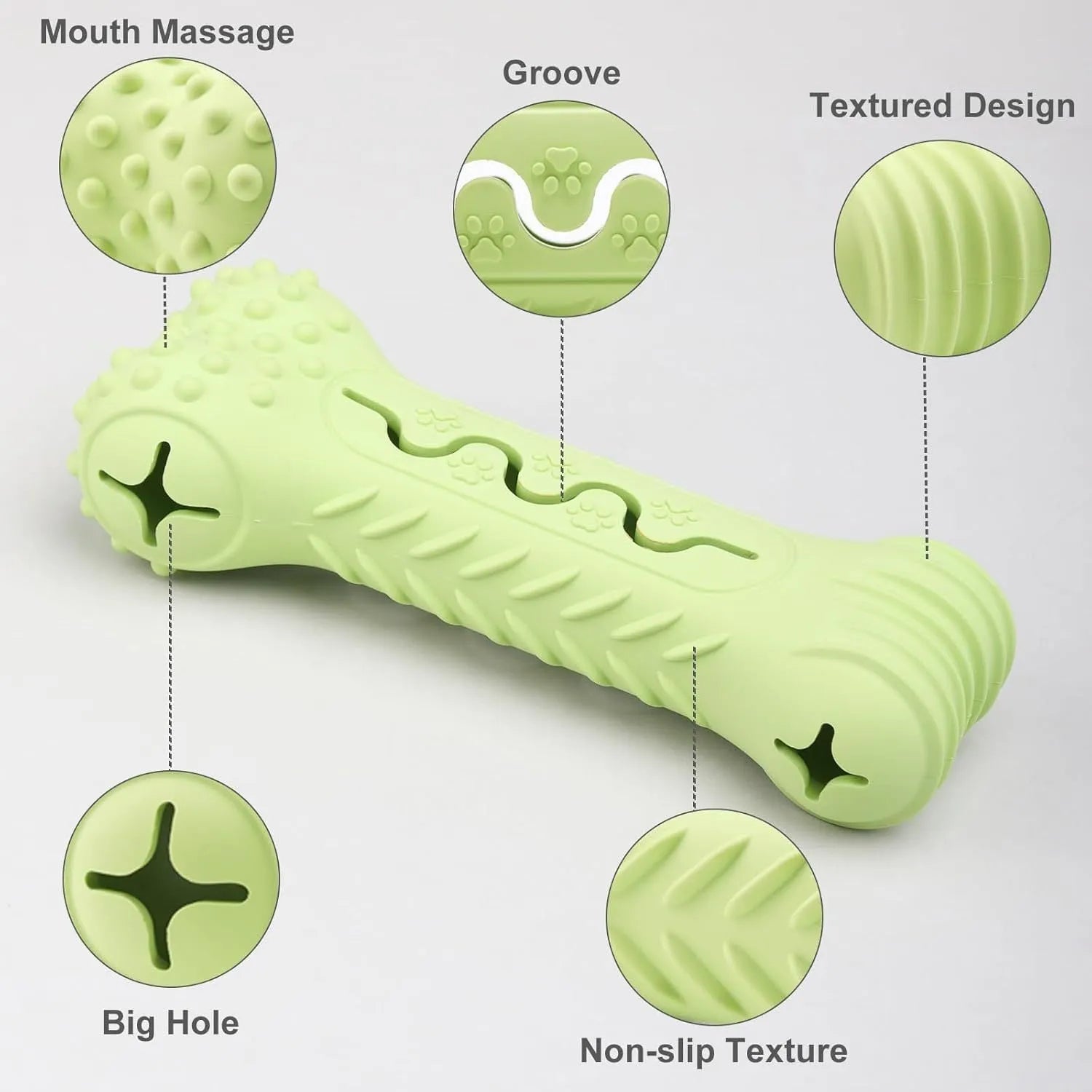Blue natural rubber bone-shaped dog chew toy for aggressive chewers on a white background