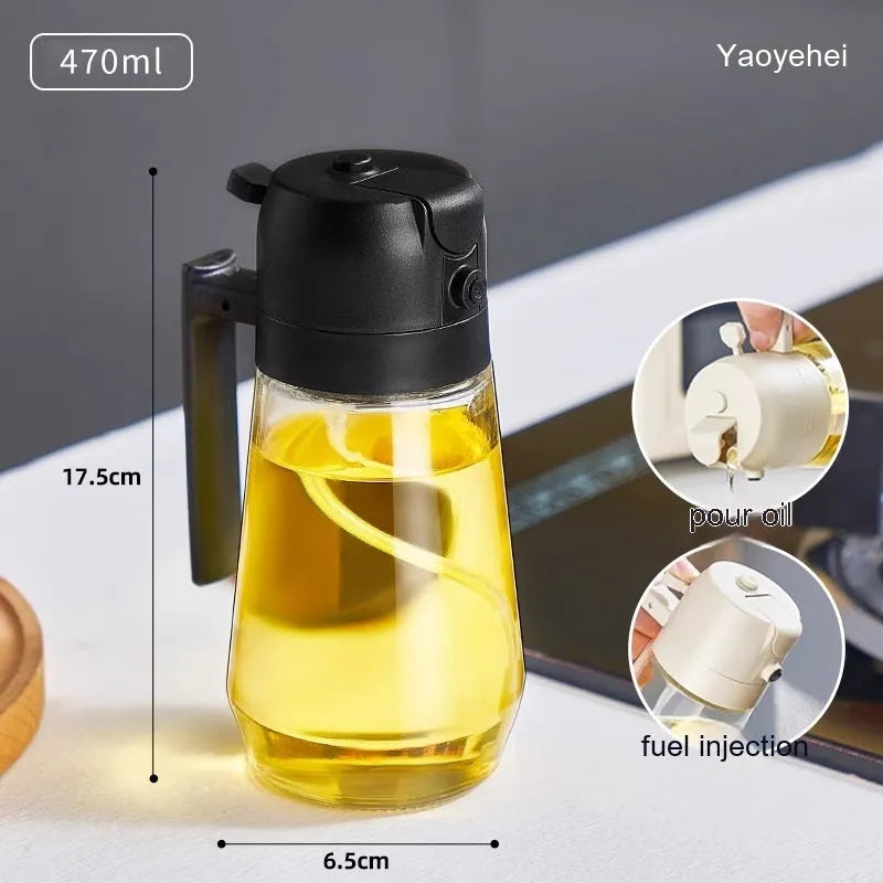 470ml glass olive oil sprayer dispenser with ergonomic handle in four colour options