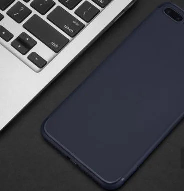 Black flexible TPU silicone mobile phone shell for Apple iPhone on a white background.