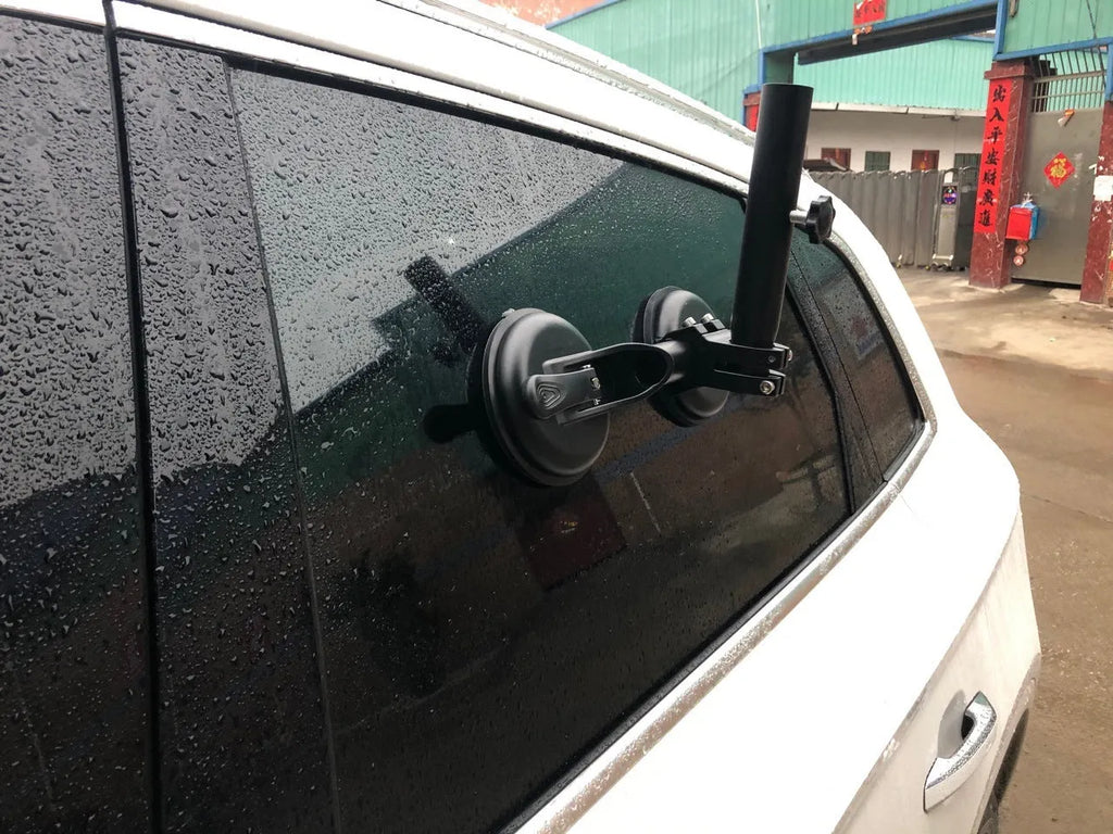 Black off-road car sucker base for windscreen flagpole mounting with round suction cup