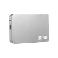 Silver USB 3.0 solid state external hard drive with metal shell and data cable