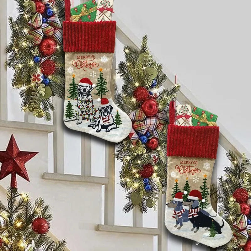 Cloth Christmas tree pendant with cat and dog designs measuring 46 by 28cm